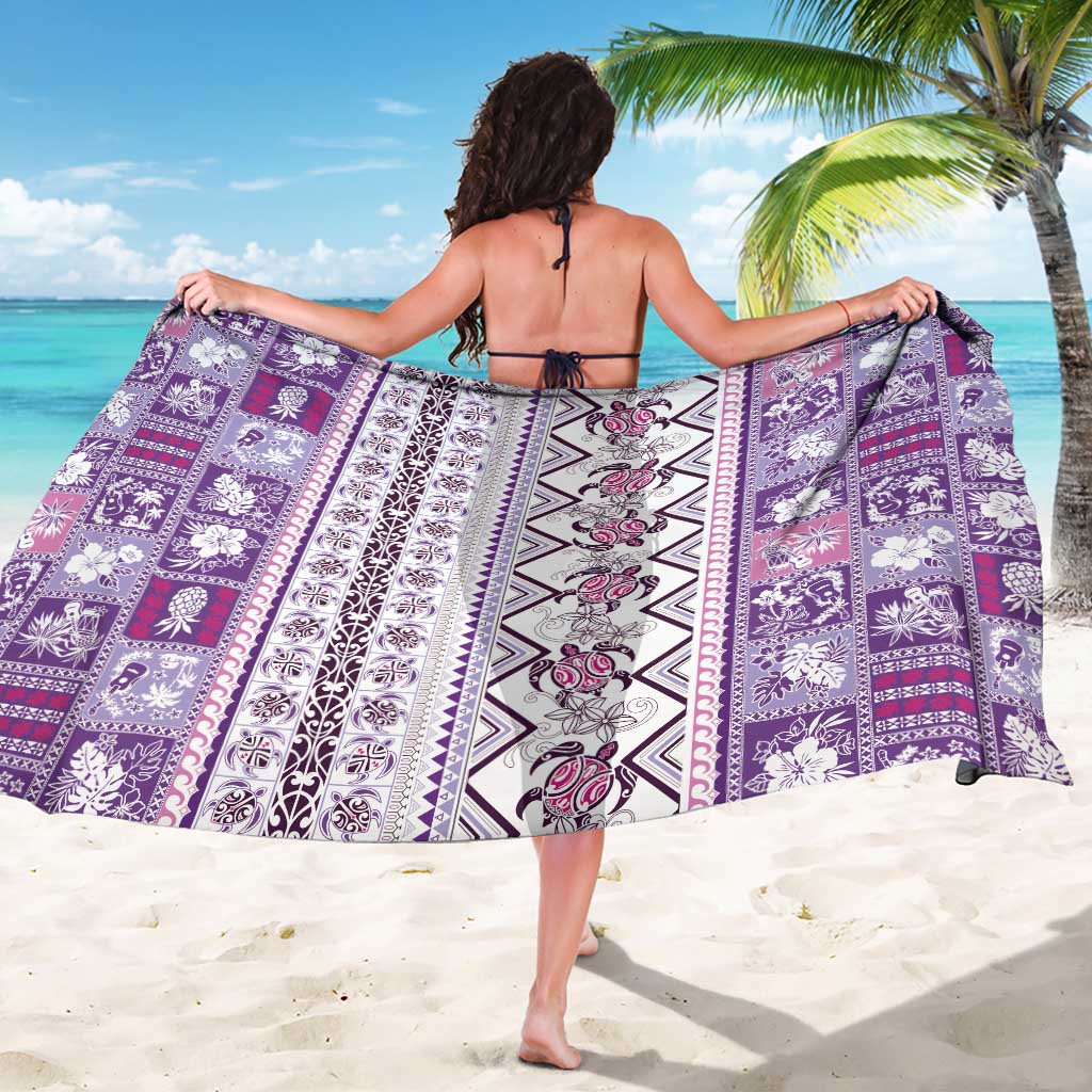 Hawaii Makahiki Turtle Sarong Violet Tapa Pattern - Polynesian Pride