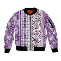 Hawaii Makahiki Turtle Sleeve Zip Bomber Jacket Violet Tapa Pattern LT05 Unisex Violet - Polynesian Pride