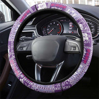 Hawaii Makahiki Turtle Steering Wheel Cover Violet Tapa Pattern - Polynesian Pride