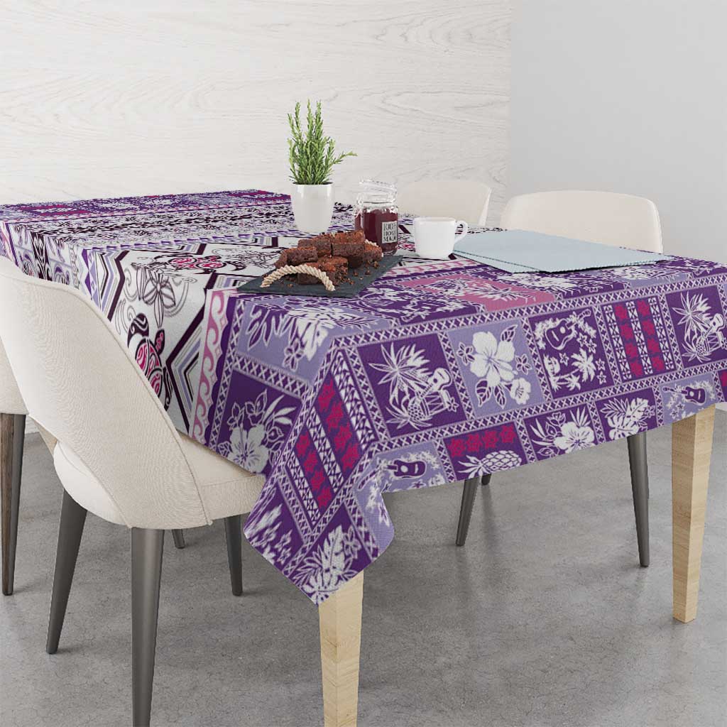 Hawaii Makahiki Turtle Tablecloth Violet Tapa Pattern LT05 - Polynesian Pride
