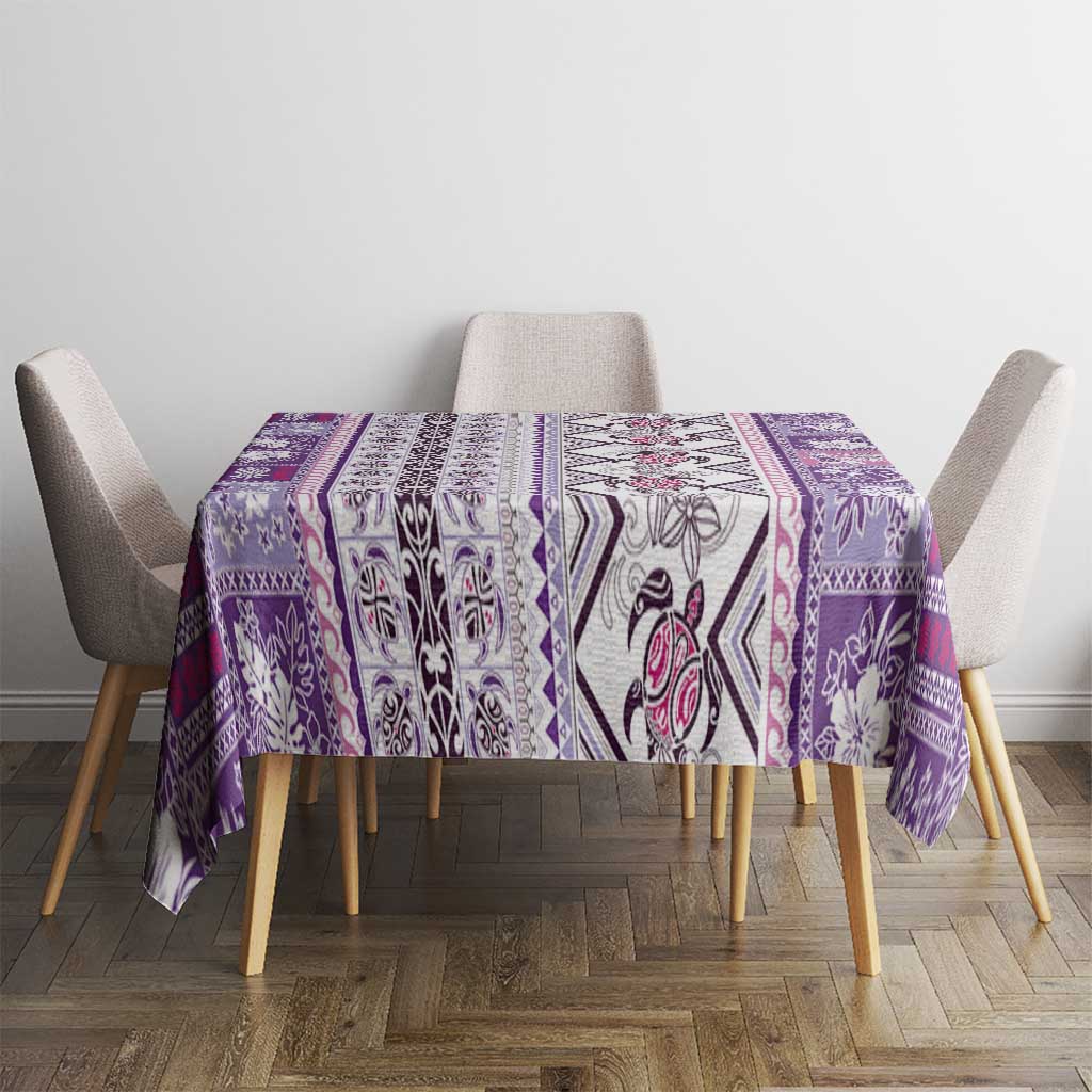 Hawaii Makahiki Turtle Tablecloth Violet Tapa Pattern LT05 - Polynesian Pride
