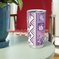 Hawaii Makahiki Turtle Tumbler Cup Violet Tapa Pattern - Polynesian Pride