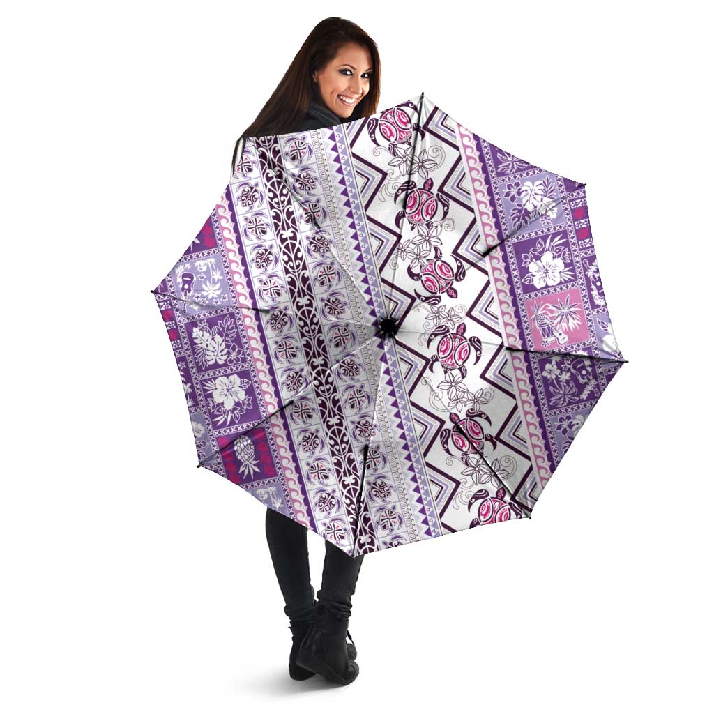 Hawaii Makahiki Turtle Umbrella Violet Tapa Pattern - Polynesian Pride
