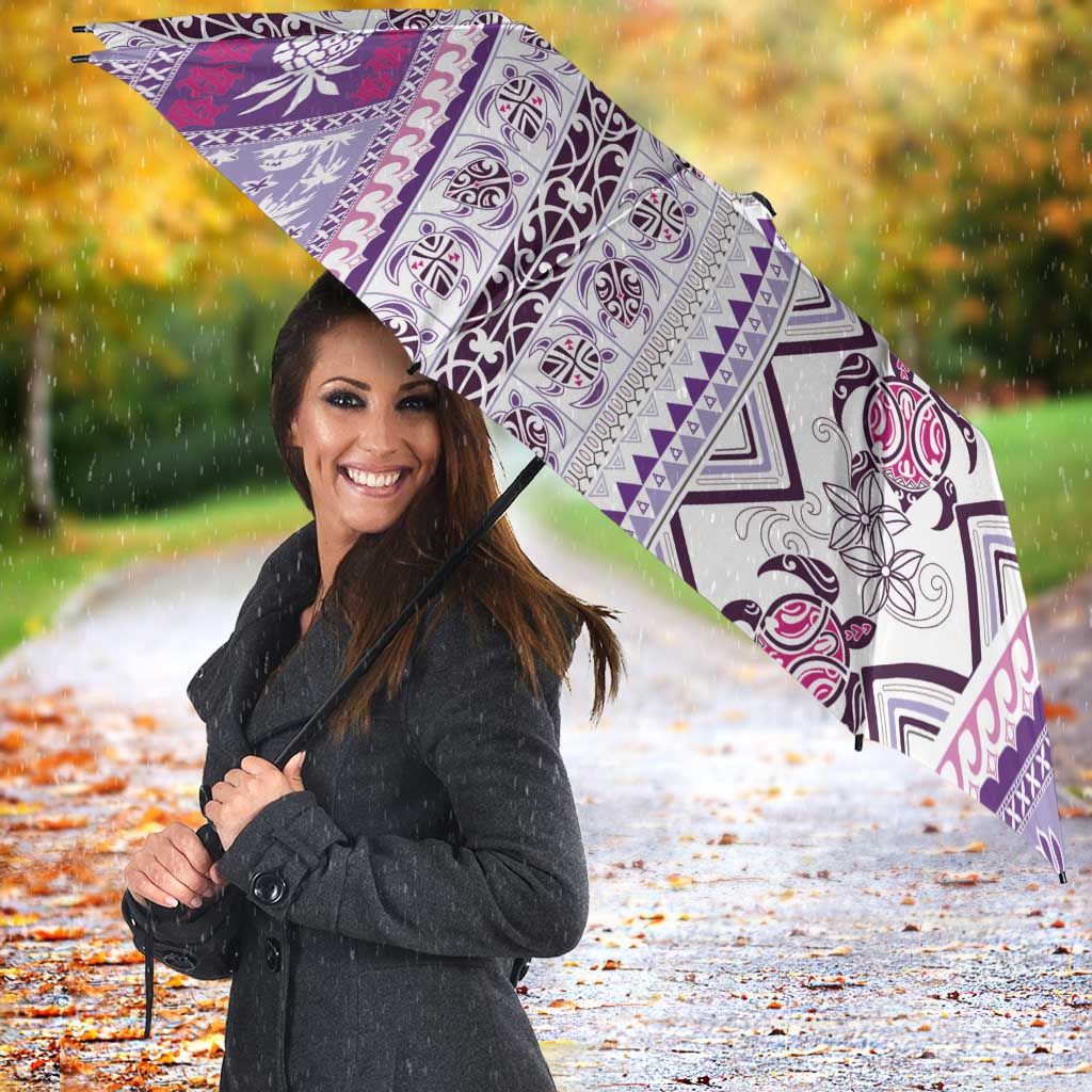 Hawaii Makahiki Turtle Umbrella Violet Tapa Pattern - Polynesian Pride
