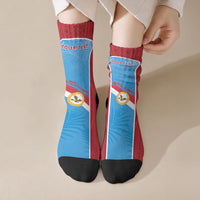 Personalised Malaita Province Day Crew Socks Unique Style LT05 Crew Socks Blue - Polynesian Pride