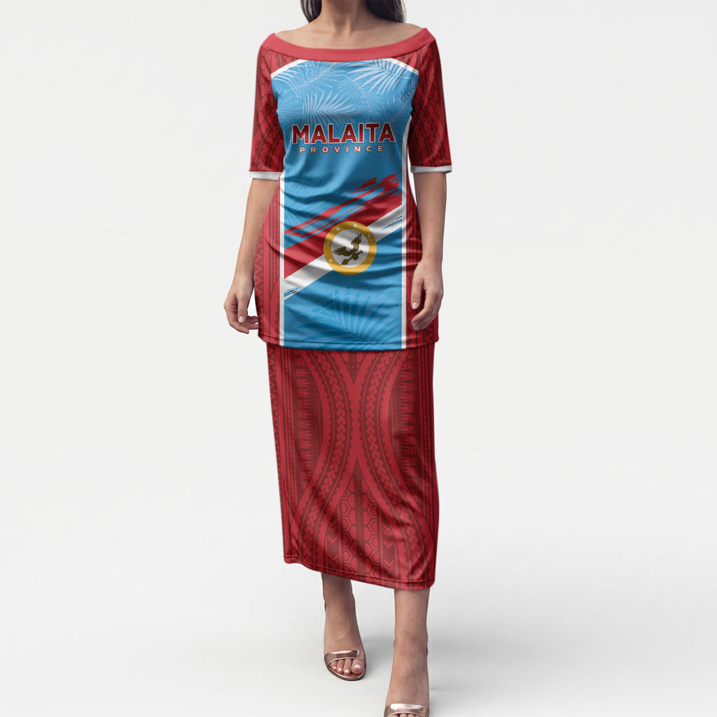 Personalised Malaita Province Day Puletasi Unique Style LT05 Long Dress Blue - Polynesian Pride
