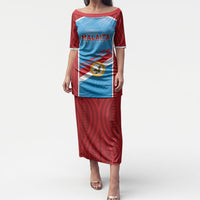 Personalised Malaita Province Day Puletasi Unique Style LT05 Long Dress Blue - Polynesian Pride