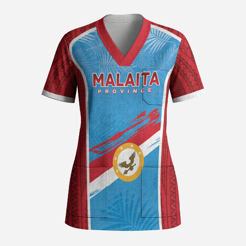 Personalised Malaita Province Day Scrub Top Unique Style LT05 Adult Blue - Polynesian Pride