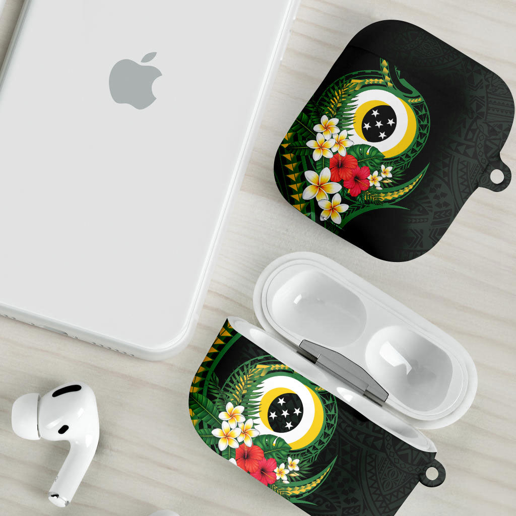 Solomon Islands Western Province AirPods Case Polynesian Pattern With Tropical Flowers