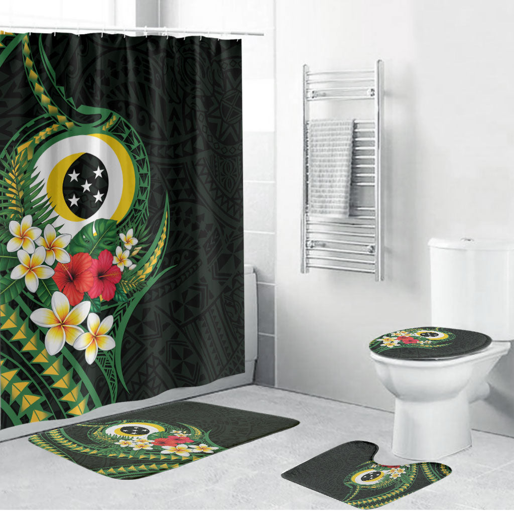 Solomon Islands Western Province Bathroom Set Polynesian Pattern With Tropical Flowers