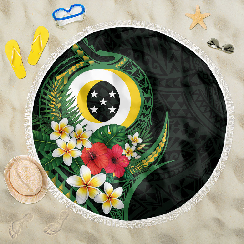 Solomon Islands Western Province Beach Blanket Polynesian Pattern With Tropical Flowers