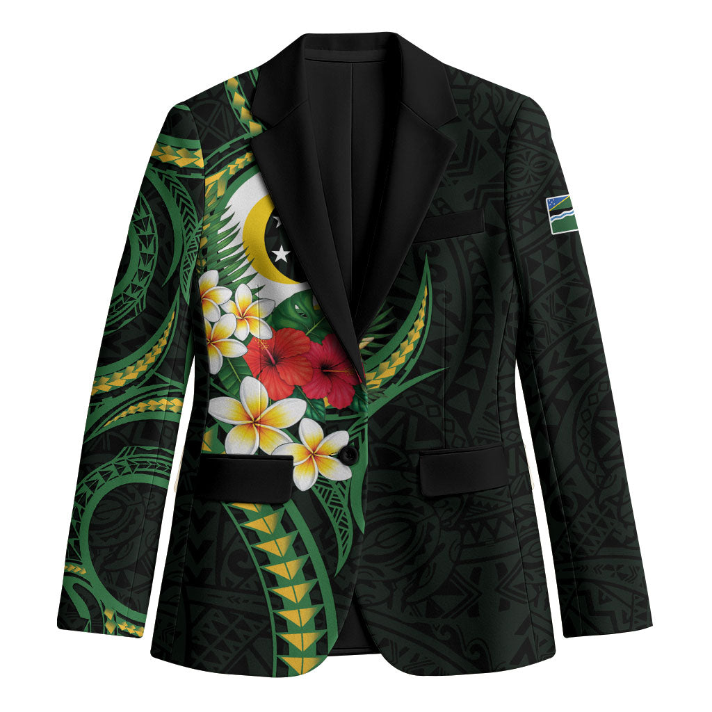 Solomon Islands Western Province Blazer Polynesian Pattern With Tropical Flowers