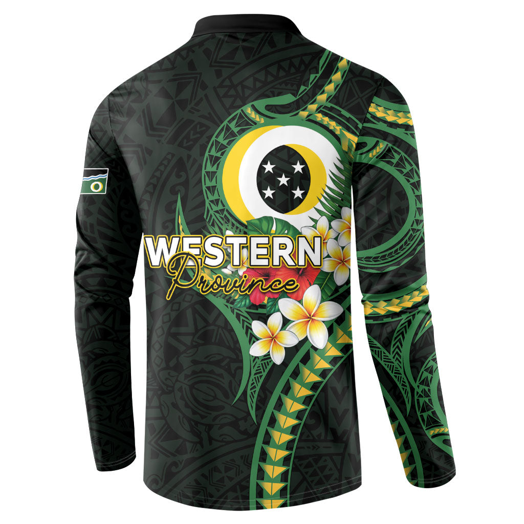 Solomon Islands Western Province Button Sweatshirt Polynesian Pattern With Tropical Flowers LT05 - Polynesian Pride