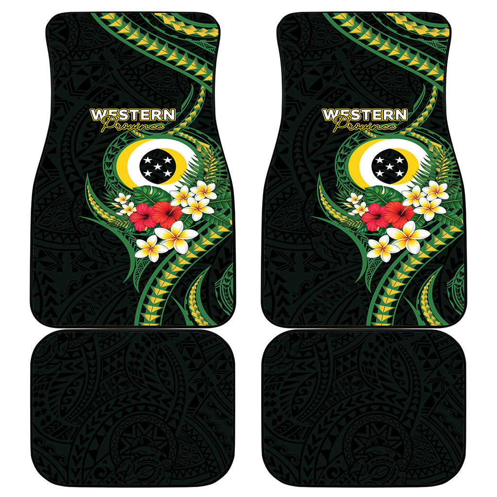 Solomon Islands Western Province Car Mats Polynesian Pattern With Tropical Flowers LT05 - Polynesian Pride