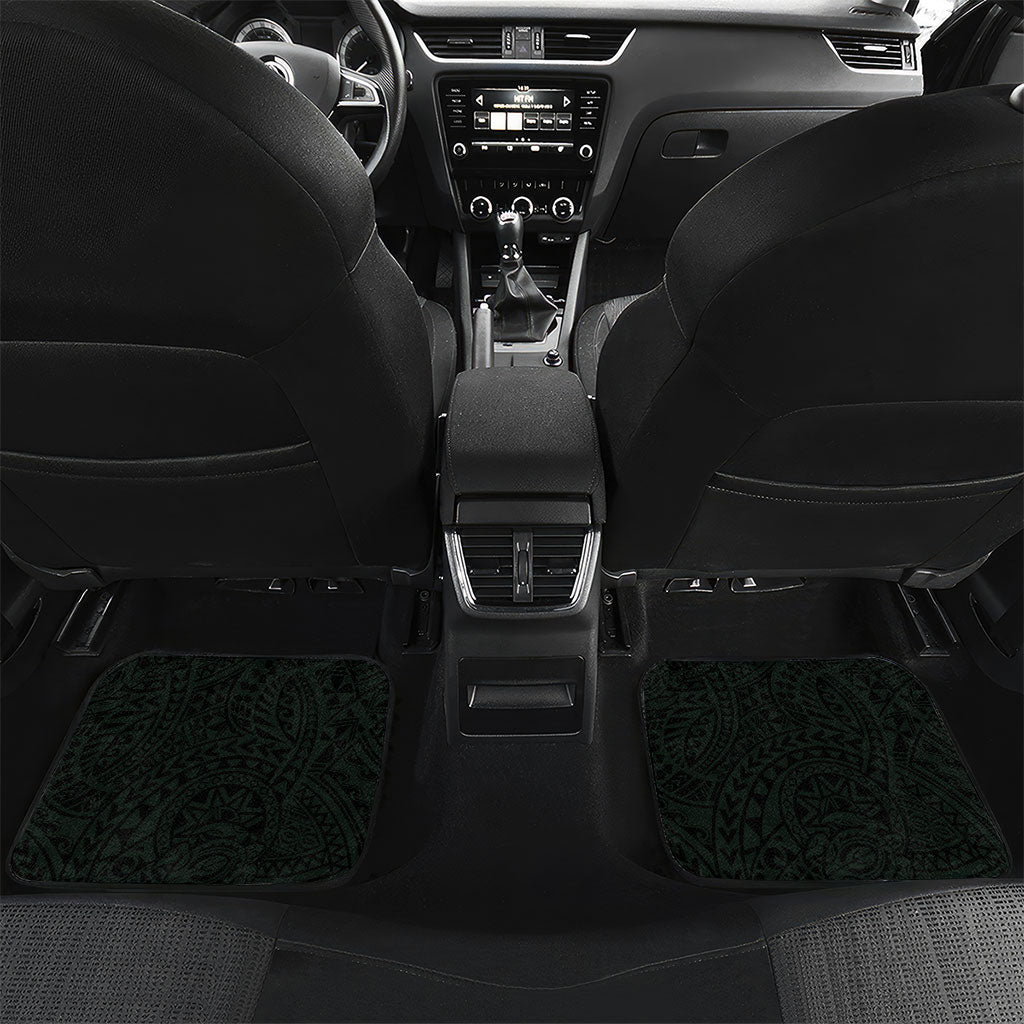Solomon Islands Western Province Car Mats Polynesian Pattern With Tropical Flowers LT05 Set 2pcs - Back Green - Polynesian Pride