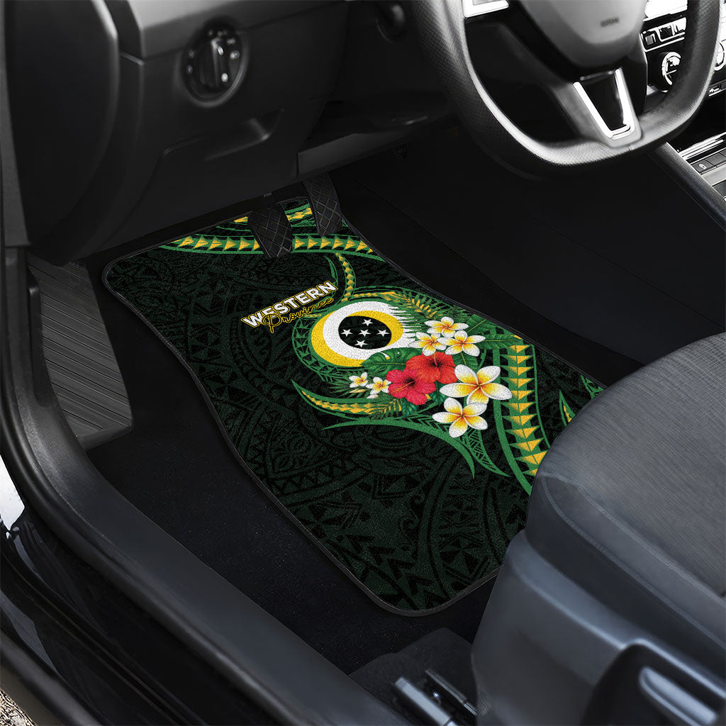 Solomon Islands Western Province Car Mats Polynesian Pattern With Tropical Flowers LT05 - Polynesian Pride