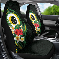 Solomon Islands Western Province Car Seat Cover Polynesian Pattern With Tropical Flowers LT05 - Polynesian Pride