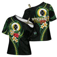 Solomon Islands Western Province Cross Shoulder Shirt Polynesian Pattern With Tropical Flowers LT05 - Polynesian Pride