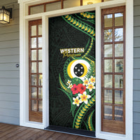Solomon Islands Western Province Door Cover Polynesian Pattern With Tropical Flowers LT05 - Polynesian Pride