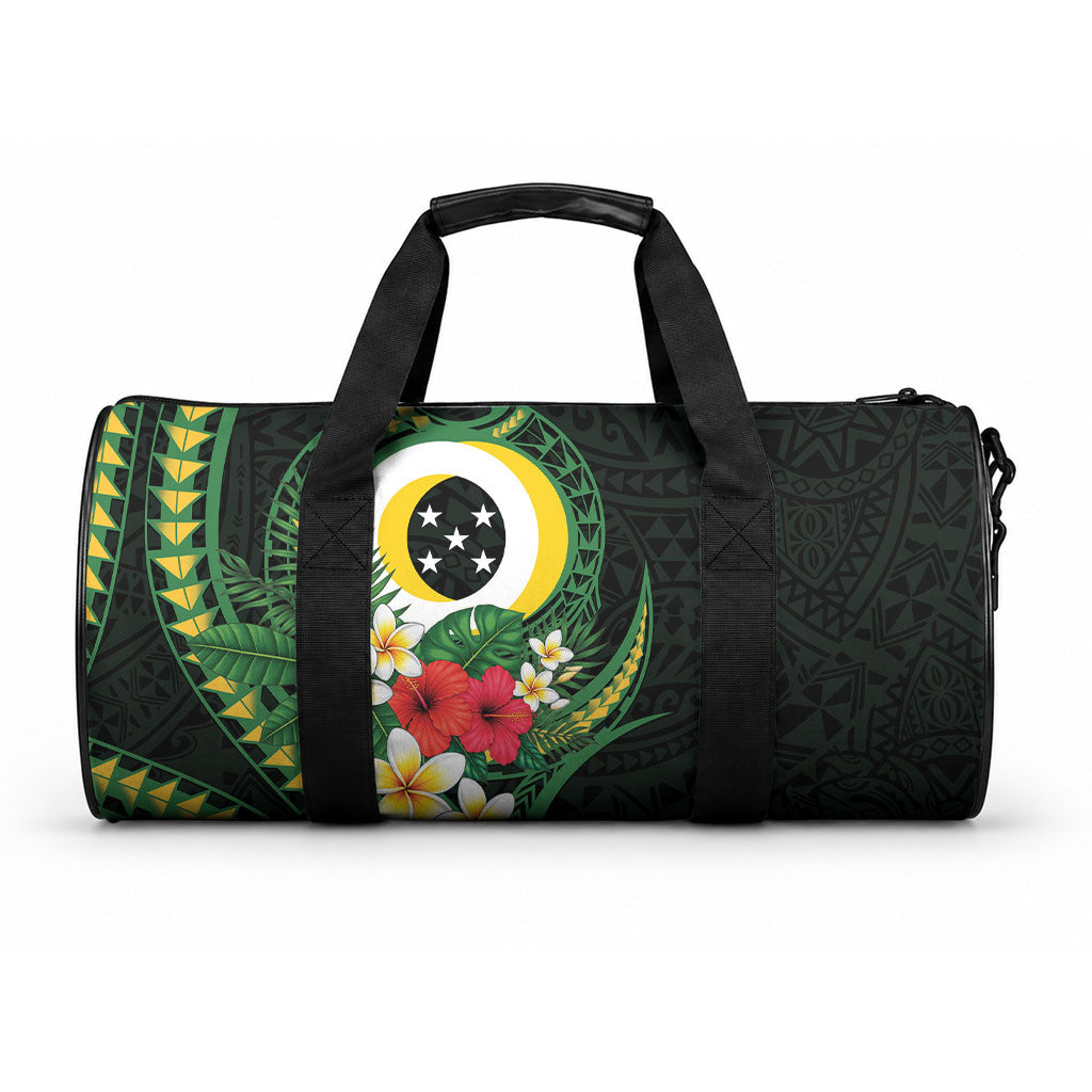 Solomon Islands Western Province Duffle Bag Polynesian Pattern With Tropical Flowers LT05 One size Green - Polynesian Pride