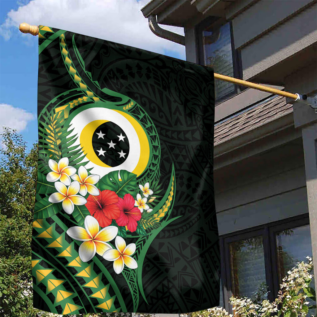 Solomon Islands Western Province Garden Flag Polynesian Pattern With Tropical Flowers LT05 - Polynesian Pride