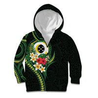 Solomon Islands Western Province Kid Hoodie Polynesian Pattern With Tropical Flowers LT05 Zip Hoodie Green - Polynesian Pride