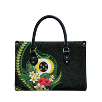 Solomon Islands Western Province Leather Bag Polynesian Pattern With Tropical Flowers LT05 - Polynesian Pride