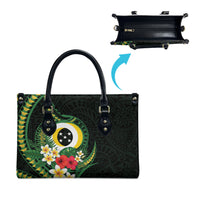 Solomon Islands Western Province Leather Bag Polynesian Pattern With Tropical Flowers LT05 - Polynesian Pride