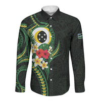 Solomon Islands Western Province Long Sleeve Button Shirt Polynesian Pattern With Tropical Flowers LT05 Unisex Green - Polynesian Pride