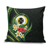 Solomon Islands Western Province Pillow Cover Polynesian Pattern With Tropical Flowers LT05 Green - Polynesian Pride