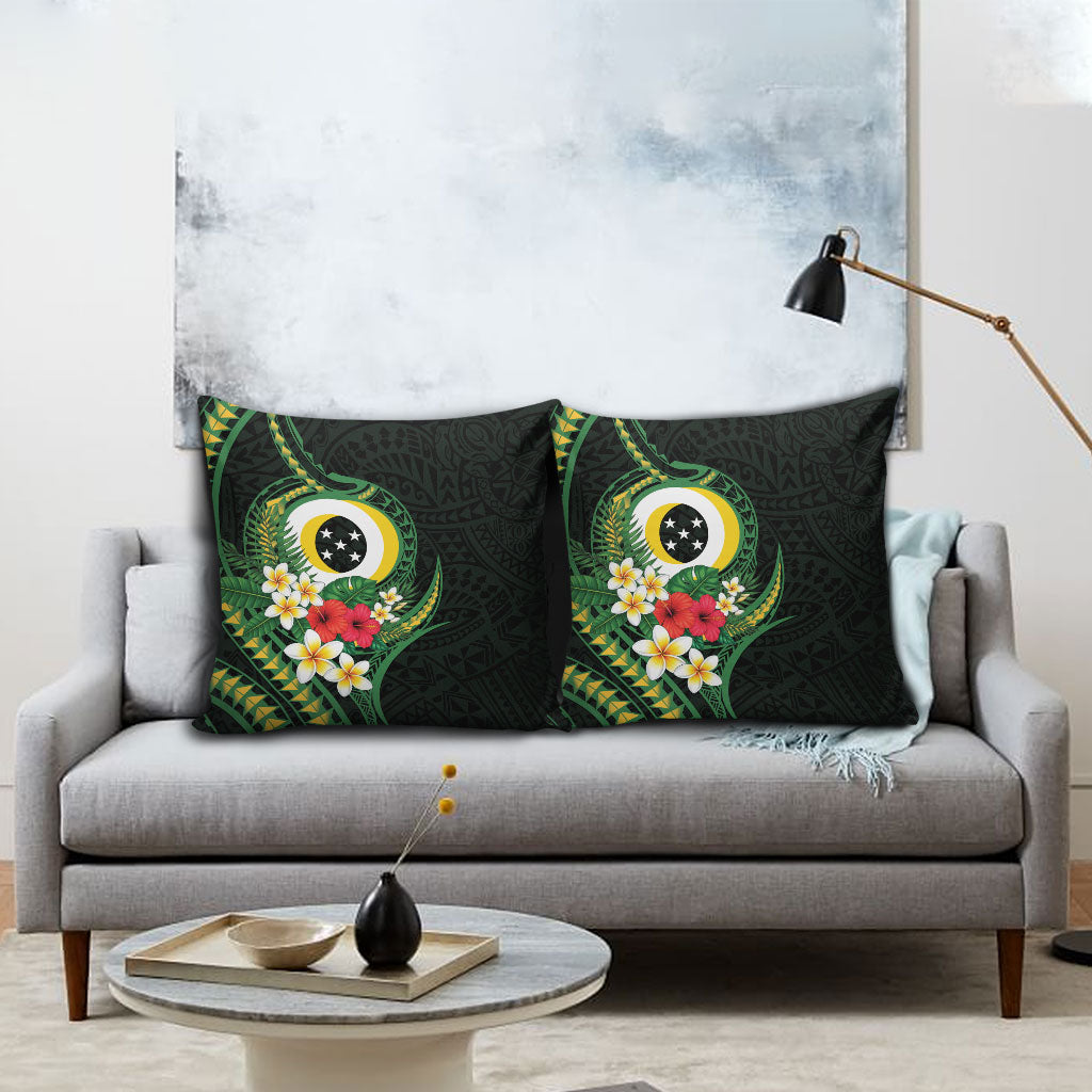 Solomon Islands Western Province Pillow Cover Polynesian Pattern With Tropical Flowers LT05 - Polynesian Pride