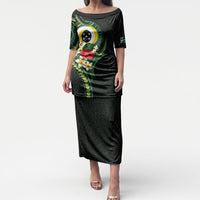 Solomon Islands Western Province Puletasi Polynesian Pattern With Tropical Flowers LT05 Long Dress Green - Polynesian Pride