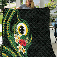Solomon Islands Western Province Quilt Polynesian Pattern With Tropical Flowers LT05 Green - Polynesian Pride
