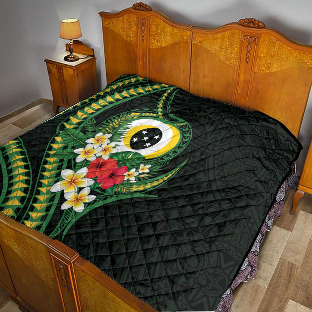 Solomon Islands Western Province Quilt Polynesian Pattern With Tropical Flowers LT05 - Polynesian Pride