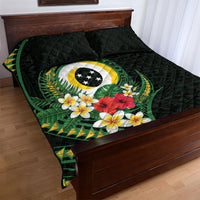 Solomon Islands Western Province Quilt Bed Set Polynesian Pattern With Tropical Flowers LT05 - Polynesian Pride