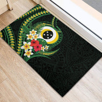 Solomon Islands Western Province Rubber Doormat Polynesian Pattern With Tropical Flowers LT05 - Polynesian Pride