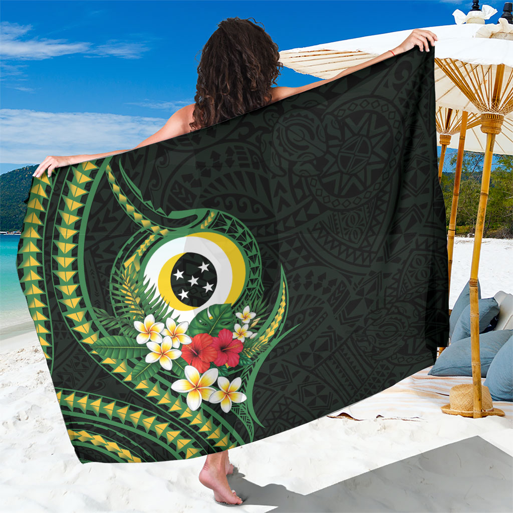 Solomon Islands Western Province Sarong Polynesian Pattern With Tropical Flowers LT05 One Size 44 x 66 inches Green - Polynesian Pride