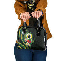 Solomon Islands Western Province Shoulder Handbag Polynesian Pattern With Tropical Flowers LT05 One Size Green - Polynesian Pride