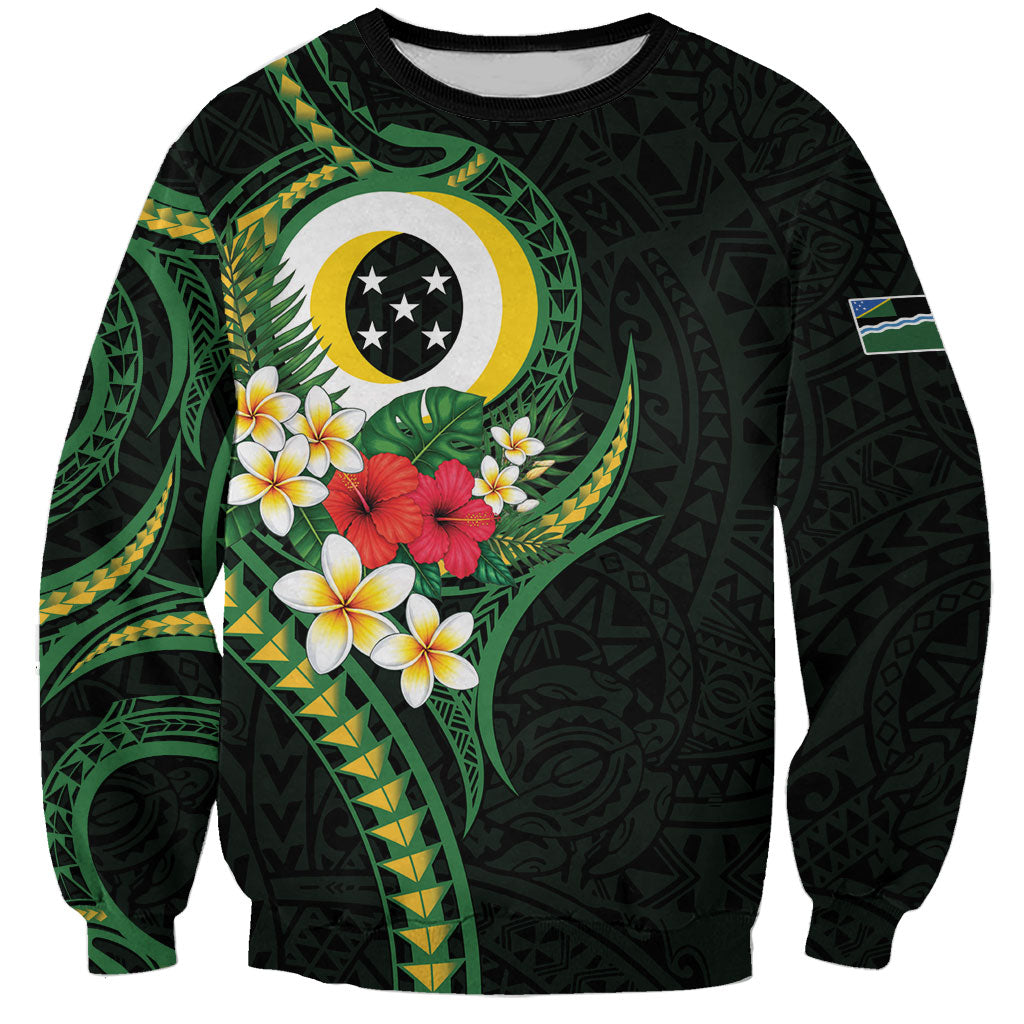 Solomon Islands Western Province Sweatshirt Polynesian Pattern With Tropical Flowers