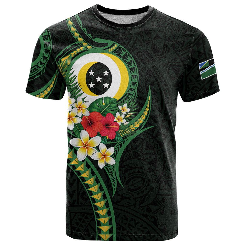 Solomon Islands Western Province T Shirt Polynesian Pattern With Tropical Flowers LT05 Green - Polynesian Pride