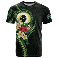 Solomon Islands Western Province T Shirt Polynesian Pattern With Tropical Flowers LT05 Green - Polynesian Pride