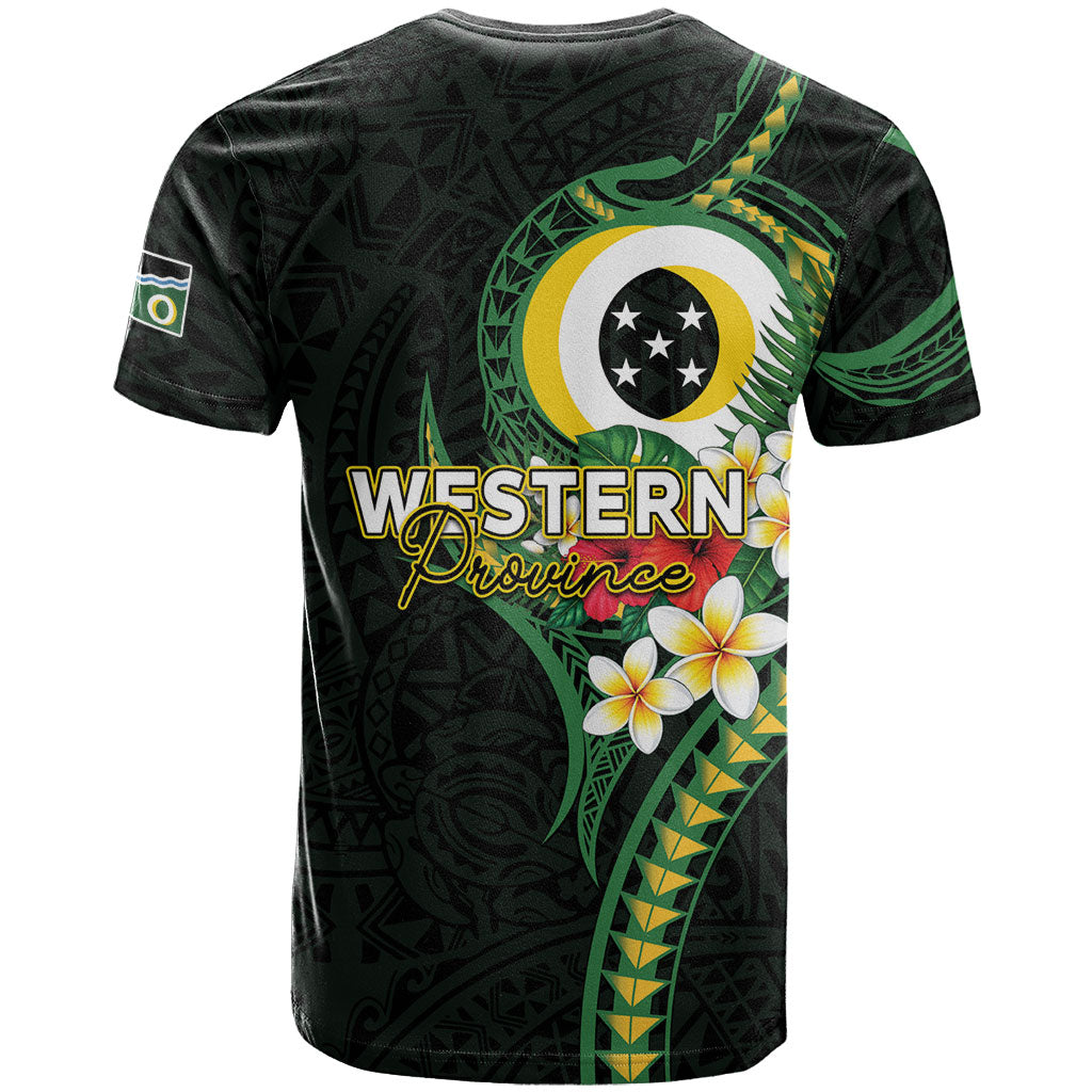 Solomon Islands Western Province T Shirt Polynesian Pattern With Tropical Flowers LT05 - Polynesian Pride