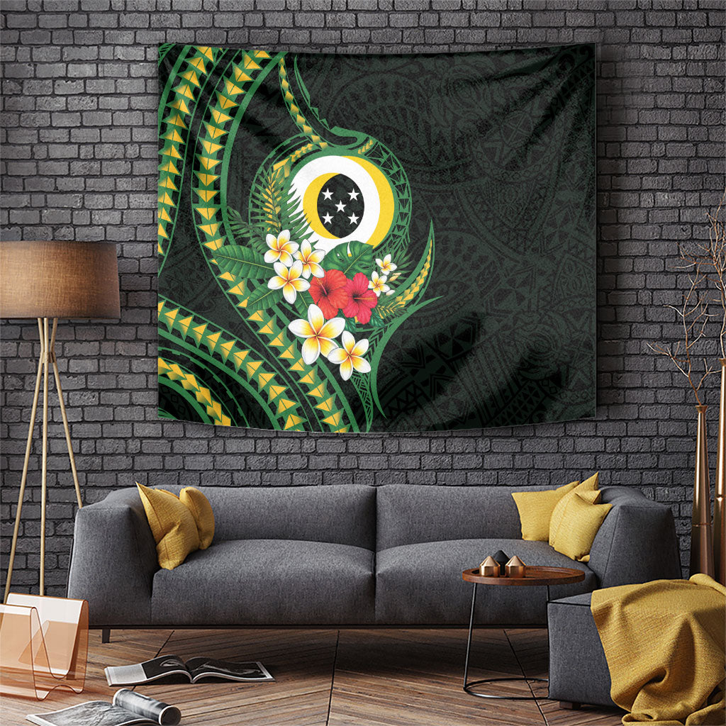 Solomon Islands Western Province Tapestry Polynesian Pattern With Tropical Flowers