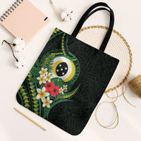 Solomon Islands Western Province Tote Bag Polynesian Pattern With Tropical Flowers LT05 Black Strap One Size Green - Polynesian Pride