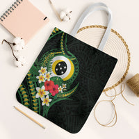 Solomon Islands Western Province Tote Bag Polynesian Pattern With Tropical Flowers LT05 White Strap One Size Green - Polynesian Pride