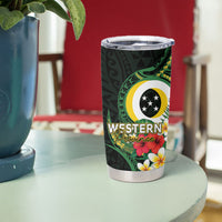 Solomon Islands Western Province Tumbler Cup Polynesian Pattern With Tropical Flowers LT05 - Polynesian Pride