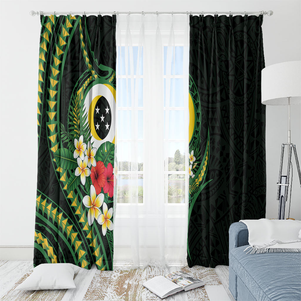 Solomon Islands Western Province Window Curtain Polynesian Pattern With Tropical Flowers LT05 - Polynesian Pride