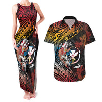 Hawaii And Japan Couples Matching Tank Maxi Dress and Hawaiian Shirt Koi Fish With Kanaka Maoli