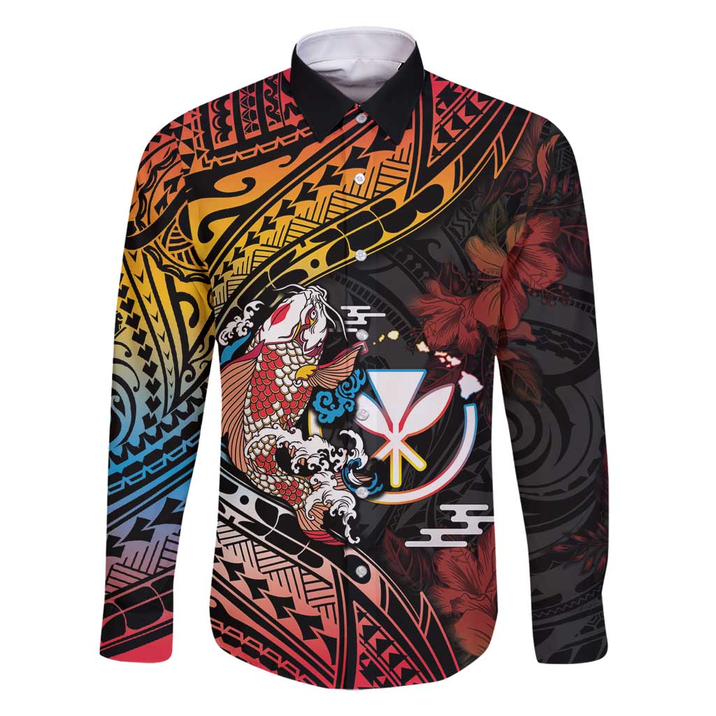 Hawaii And Japan Family Matching Mermaid Dress and Hawaiian Shirt Koi Fish With Kanaka Maoli