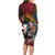 Hawaii And Japan Long Sleeve Bodycon Dress Koi Fish With Kanaka Maoli